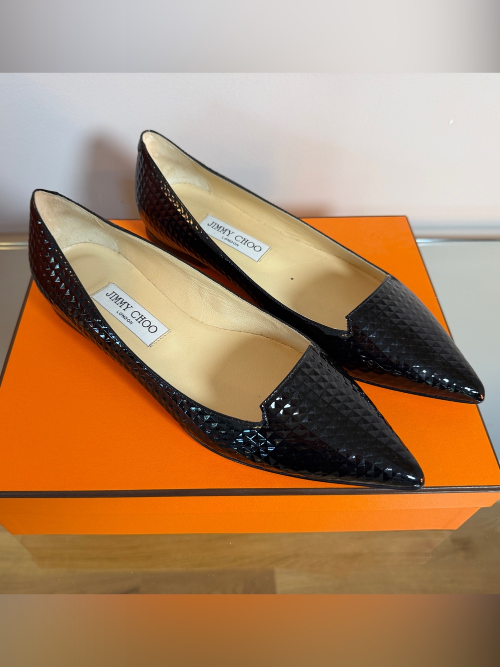 Jimmy Choo Black Pointed Patent Loafers